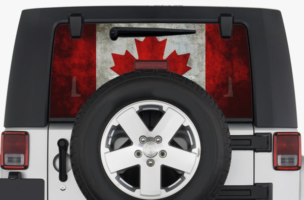 Canada flag perforated rear window decal graphics for Jeep Wrangler JK