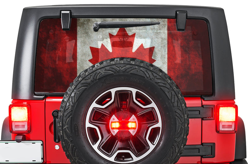 Canada flag perforated rear window decal graphics for Jeep Wrangler JL