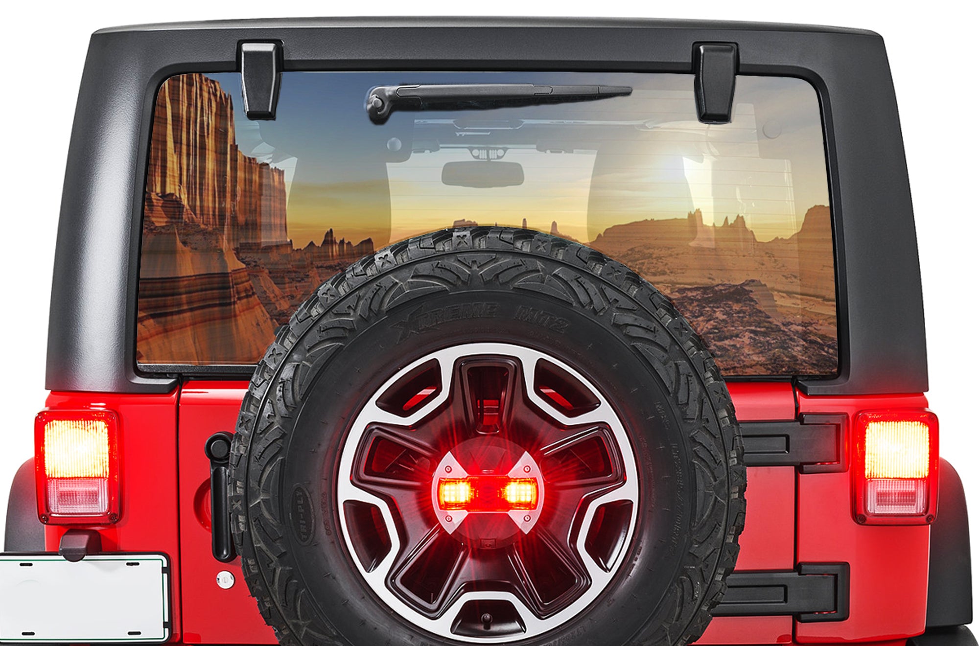 Jeep Window Design Canyon perforated rear window decal graphics for Jeep Wrangler JL