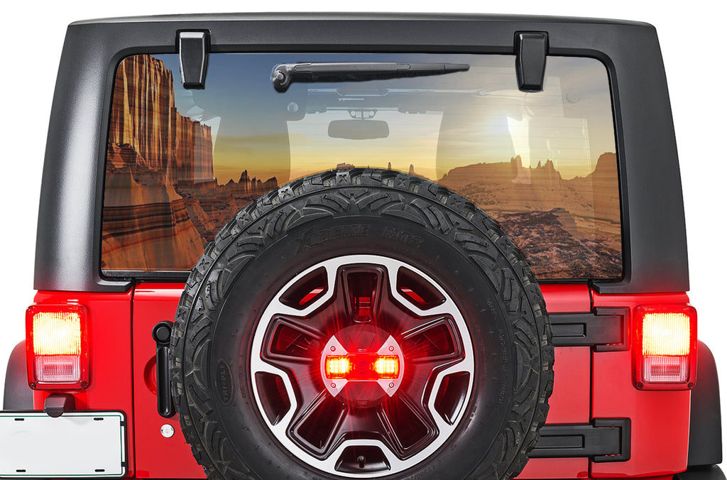 Geeup Rear Window Sticker Canyon perforated rear window decal graphics for Jeep Wrangler JL