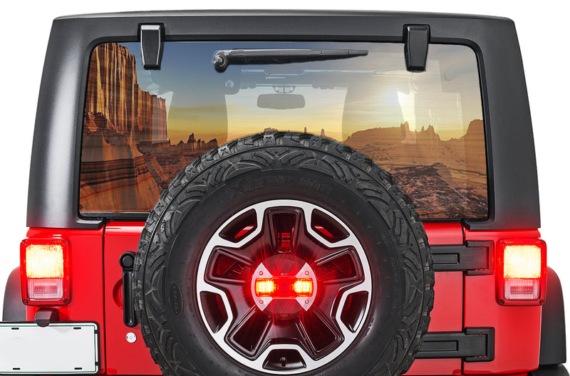 Canyon perforated rear window decal graphics for Jeep Wrangler JL