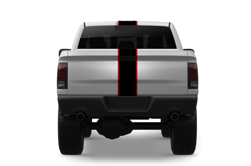 Center rally racing stripes graphics decals for Dodge Ram 2009-2018