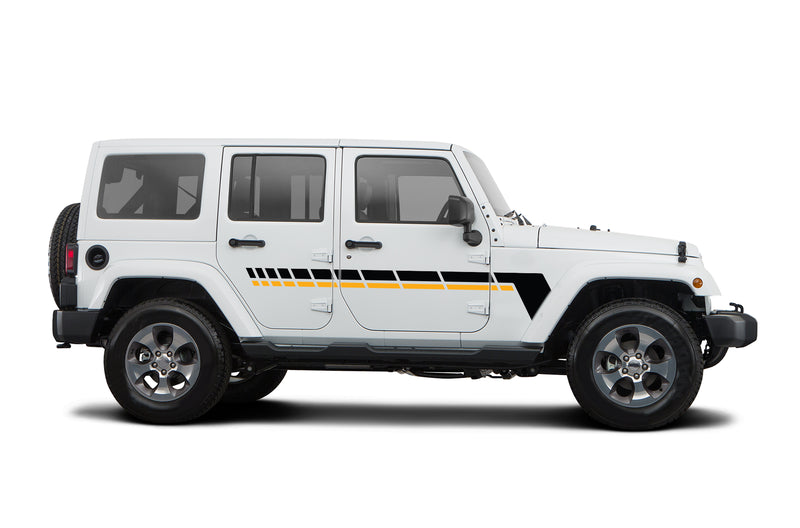 Center retro dashed lines stripes graphics compatible with Wrangler JK