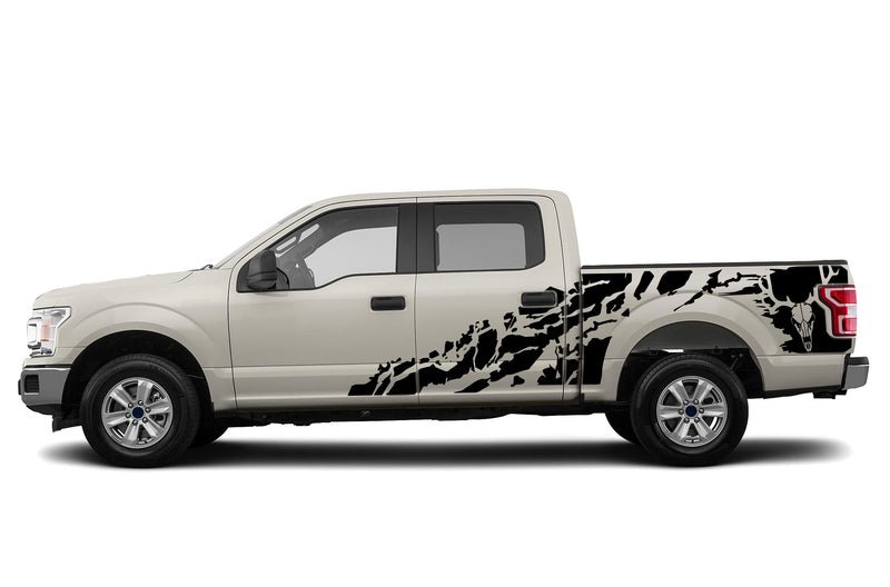 Deer skull shredded graphics decals for Ford F150 2015-2020