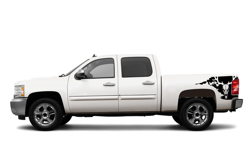 Deer skull side bed decals for Chevrolet Silverado 2007-2013