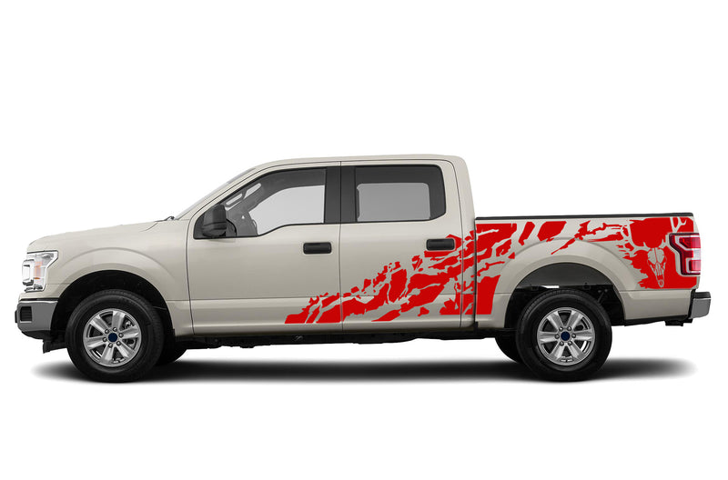 Deer skull shredded graphics decals for Ford F150 2015-2020