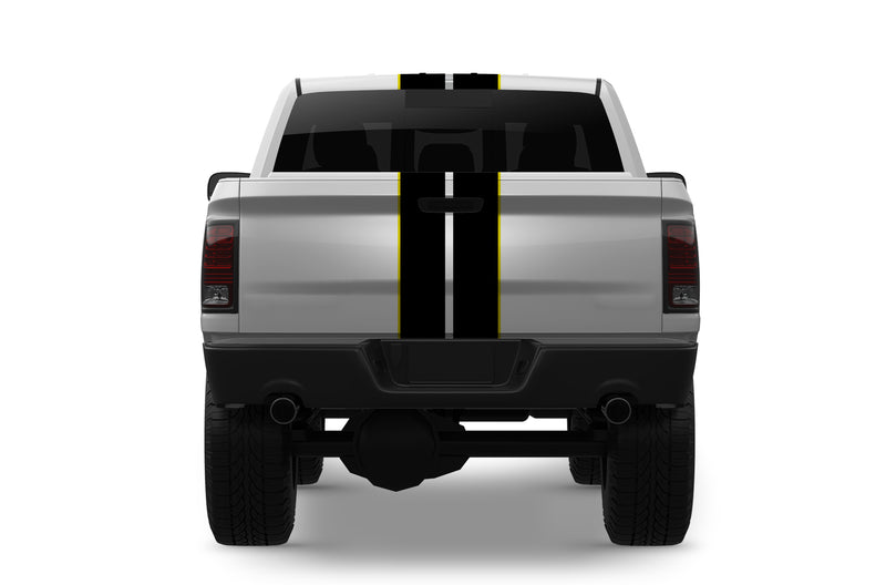 Dual rally racing stripes graphics decals for Dodge Ram 2009-2018