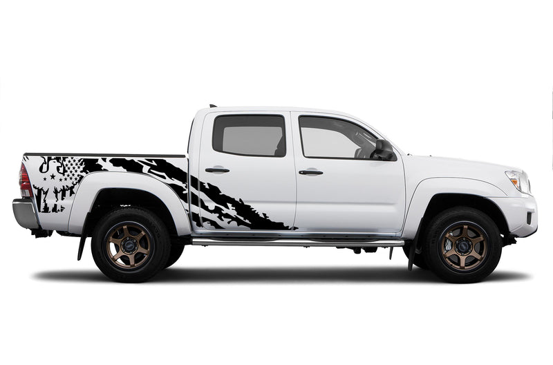 Eagle flag shredded graphics decals for Toyota Tacoma 2005-2015