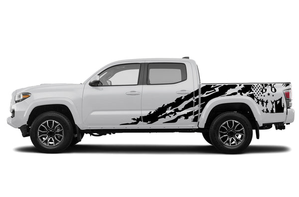 Eagle flag shredded side graphics compatible decals for Toyota Tacoma