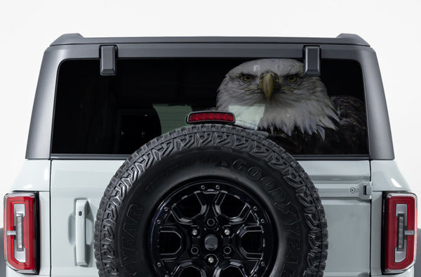 Eagle head perforated rear window decal graphics compatible with Ford Bronco