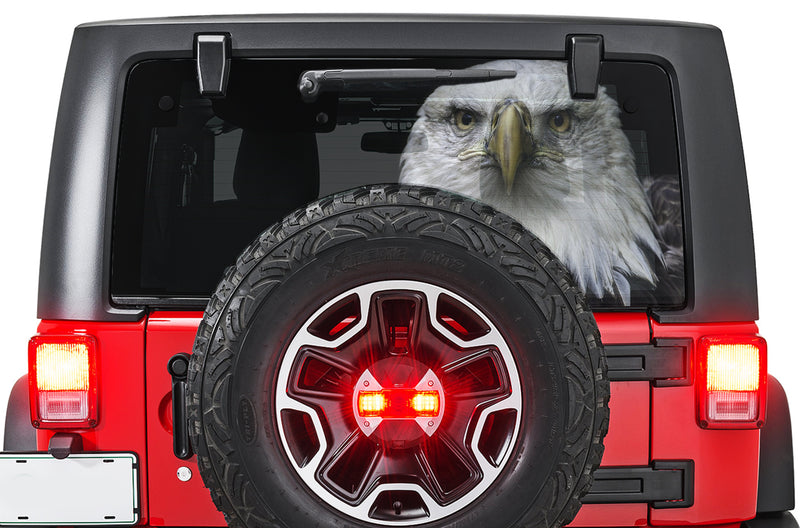 Eagle head perforated rear window decal graphics for Jeep Wrangler JL