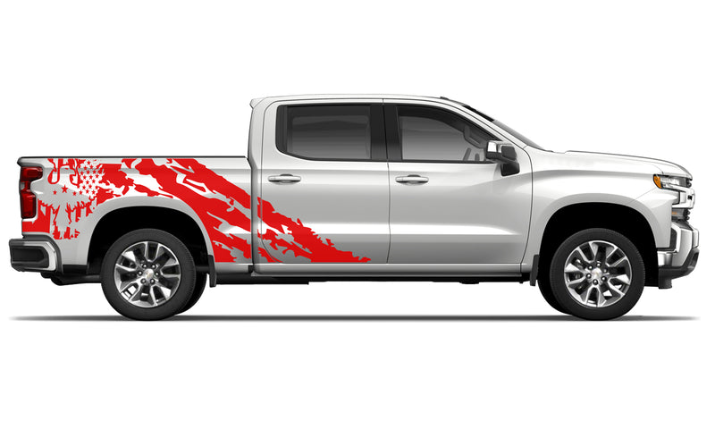 Eagle flag shredded graphics compatible with Chevrolet Silverado
