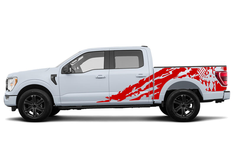 Eagle flag shredded side graphics decals for Ford F150