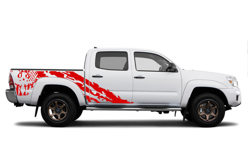 Eagle flag shredded graphics decals for Toyota Tacoma 2005-2015