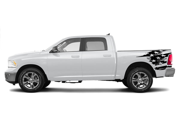 Flag side bed graphics decals for Dodge Ram 2009-2018