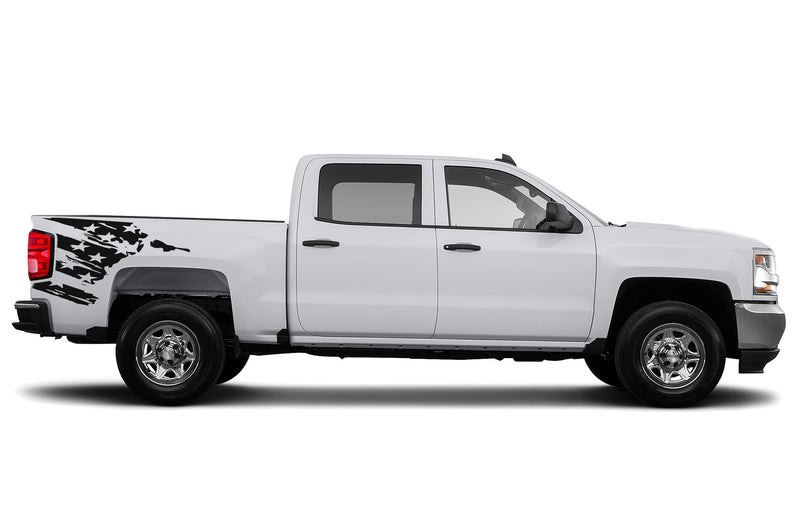Flag side bed graphics decals for Chevrolet Silverado 2014-2018