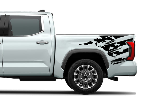 Flag side bed decals graphics compatible with Toyota Tundra