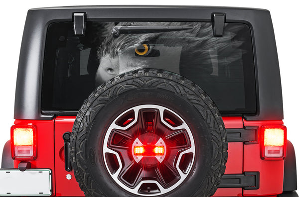 Hawk perforated rear window decal graphics for Jeep Wrangler JL