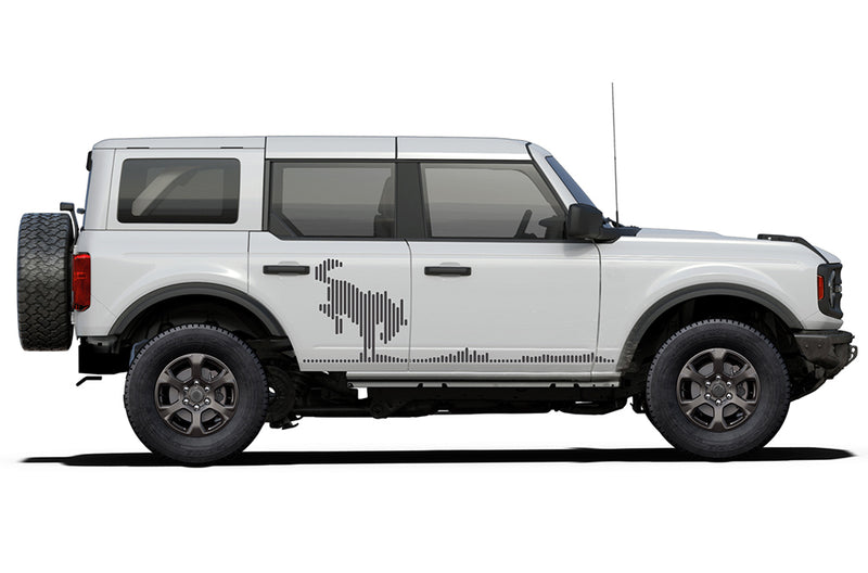 Horse soundwave style side graphics decals compatible with Ford Bronco