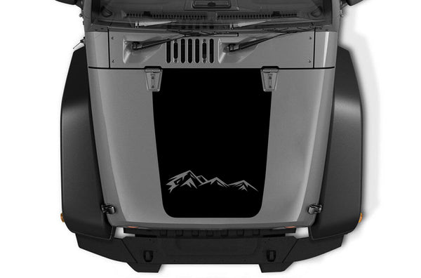 Mountain range hood decals graphics compatible with Jeep Wrangler JK