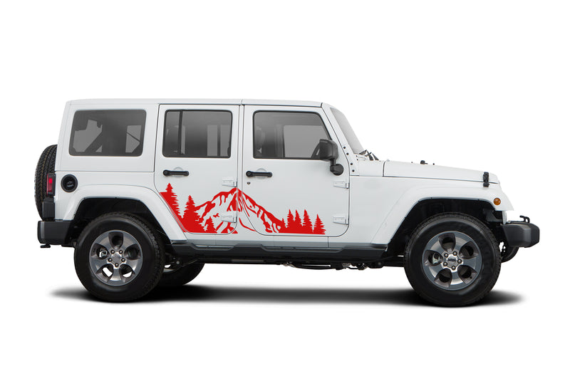 Mountain forest side decals graphics compatible with Jeep Wrangler JK