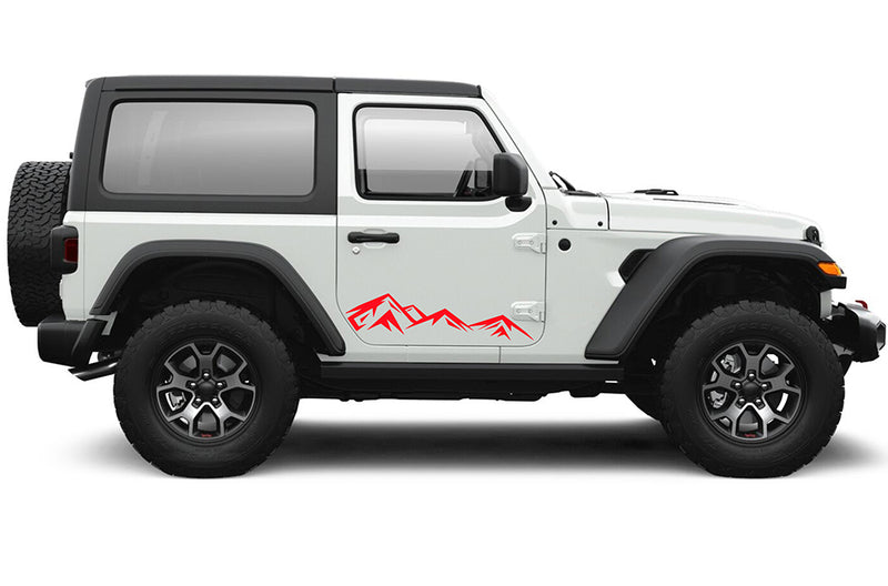 Mountain range side graphics decals compatible with Jeep Wrangler JL 2 doors