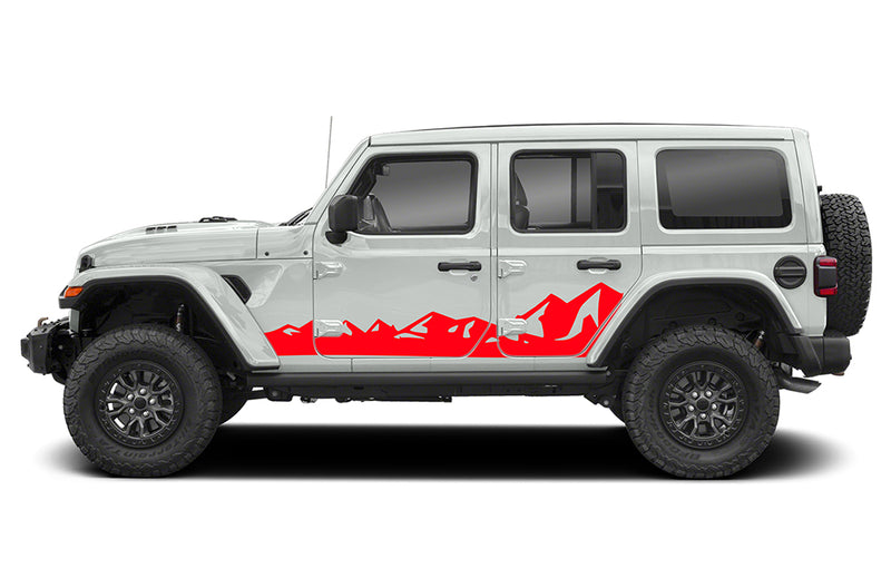 Mountain range side graphics decals compatible with Jeep Wrangler JL