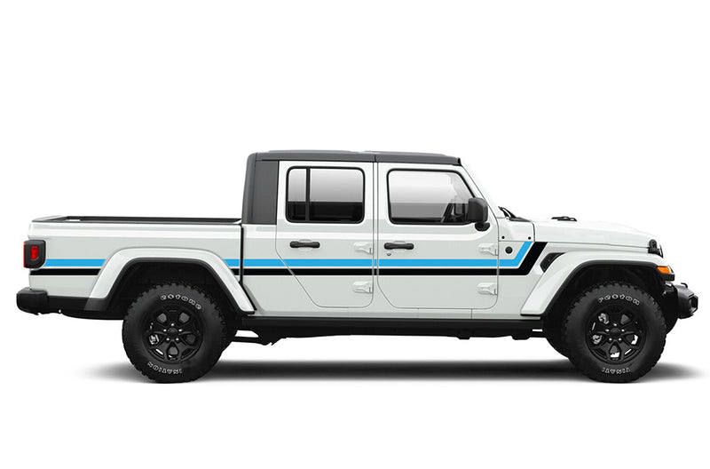 Retro style center double stripes graphics decals compatible with Jeep Gladiator JT