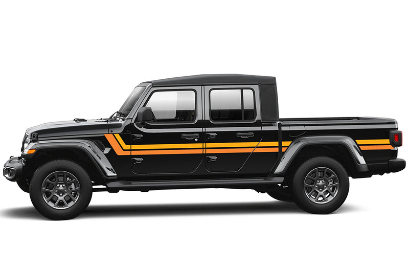 Retro style center double stripes graphics decals compatible with Jeep Gladiator