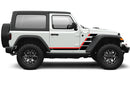 Retro double hash stripes decals compatible with Jeep Wrangler 2 doors