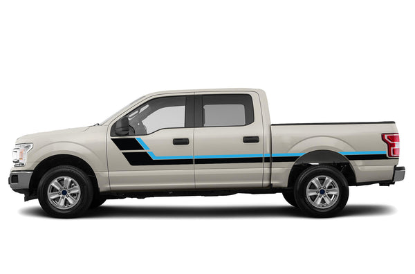 Retro double hash stripes graphics decals for Ford F150 2015-2020