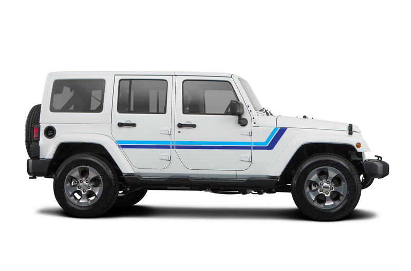 Retro style center double stripes graphics decals compatible with Jeep Wrangler JK