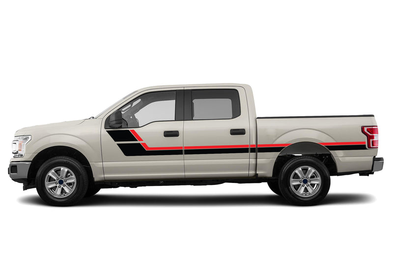 Retro double hash stripes graphics decals for Ford F150 2015-2020