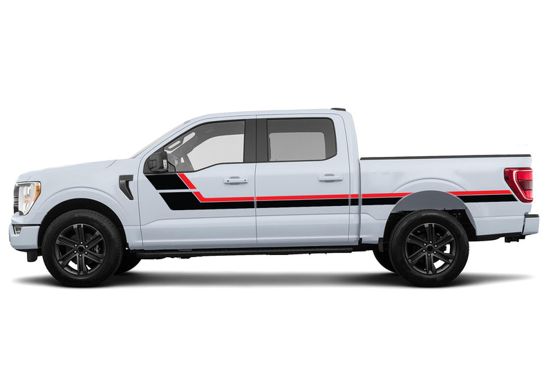 Retro style double center hash stripes graphics decals for Ford F150