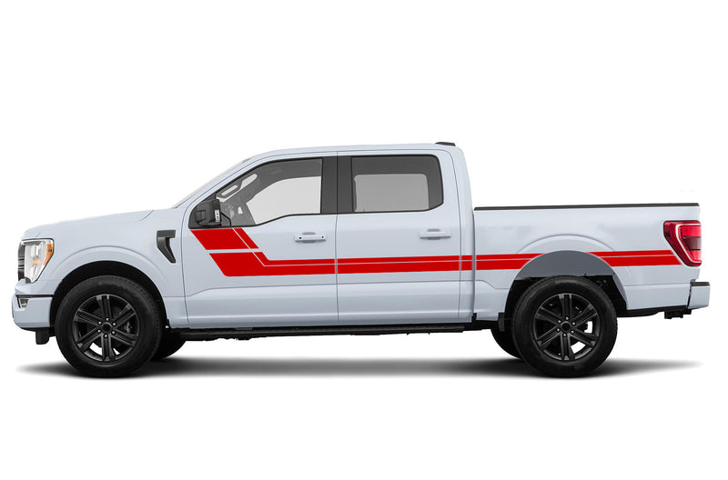 Retro style double center hash stripes graphics decals for Ford F150