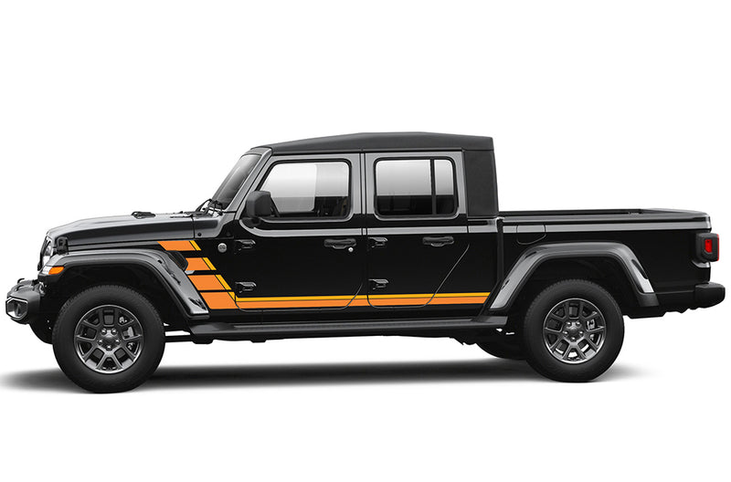 Retro style double hash stripes graphics decals compatible with Jeep Gladiator JT