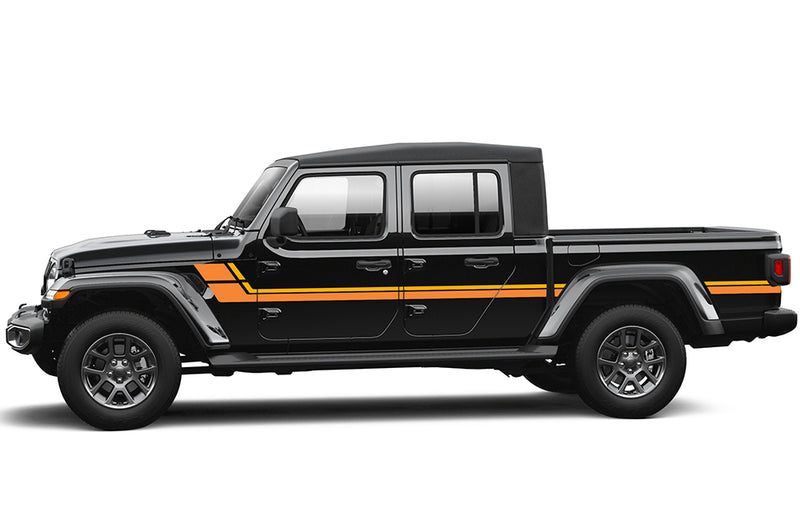 Retro style double hash stripes graphics decals compatible with Jeep Gladiator JT