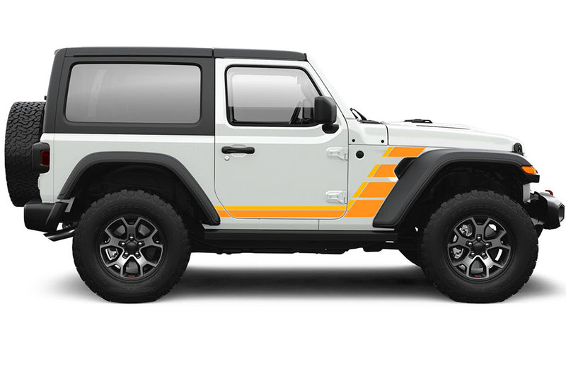 Retro double hash stripes decals compatible with Jeep Wrangler 2 doors