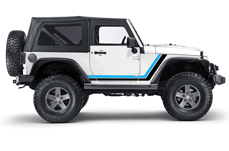 Retro style double stripes graphics decals compatible with Jeep Wrangler JK 2 doors