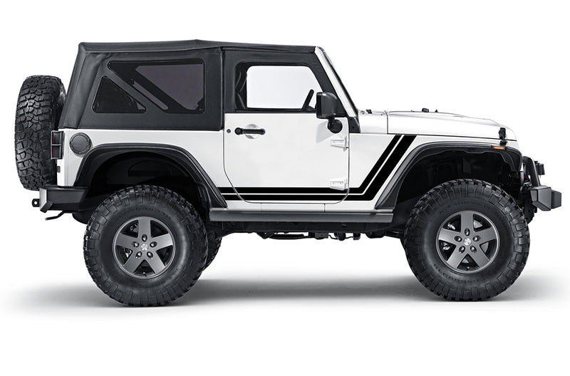 Retro style double stripes graphics decals compatible with Jeep Wrangler JK 2 doors