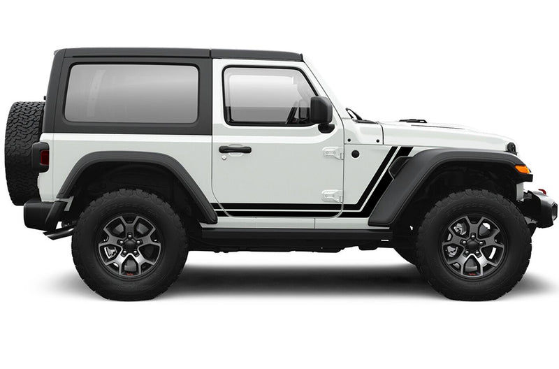 Retro style double stripes graphics decals compatible with Jeep Wrangler JL 2 door