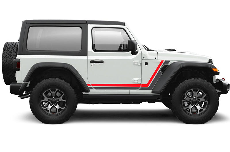 Retro style double stripes graphics decals compatible with Jeep Wrangler JL 2 door