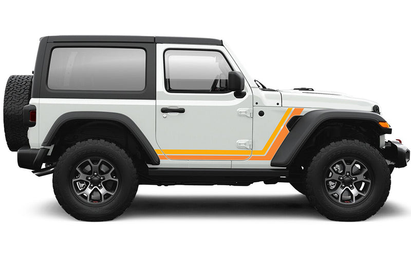 Retro style double stripes graphics decals compatible with Jeep Wrangler JL 2 door