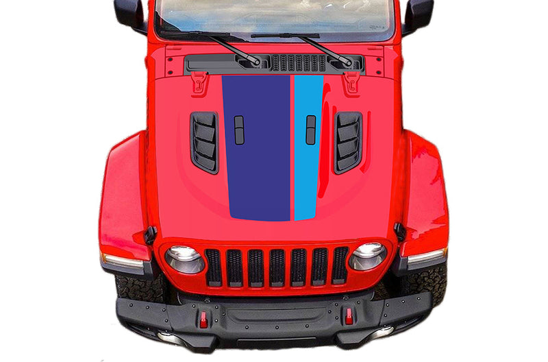 Retro style double stripes hood graphics decals compatible with Gladiator JT