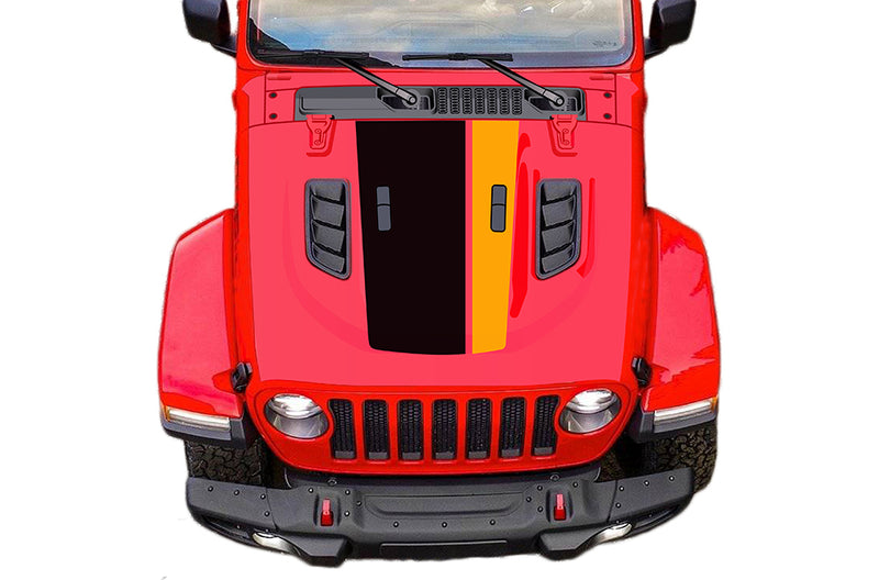 Retro style double stripes hood graphics decals compatible with Wrangler JL