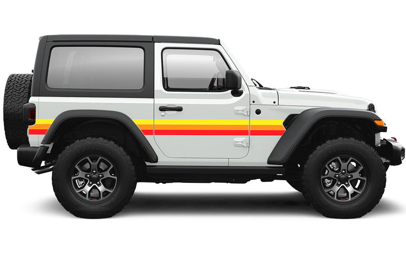 Retro themes side center graphics decals compatible with Jeep Wrangler JL 2 doors