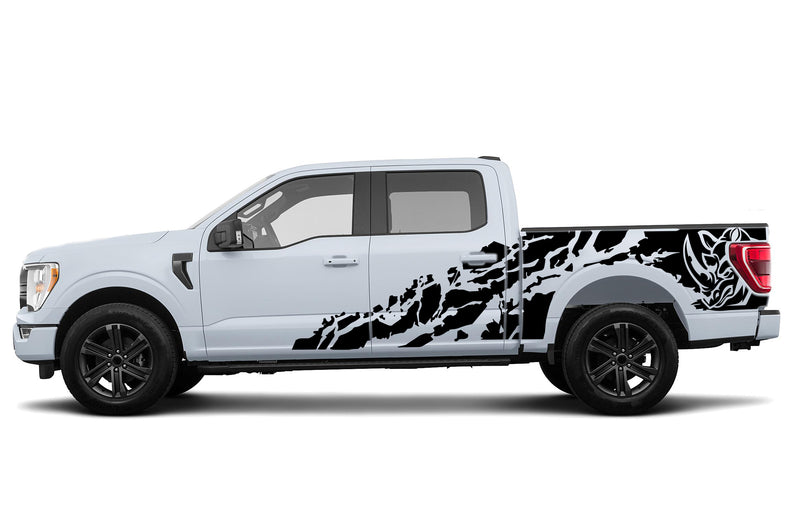 Rhino shredded side graphics decals for Ford F150