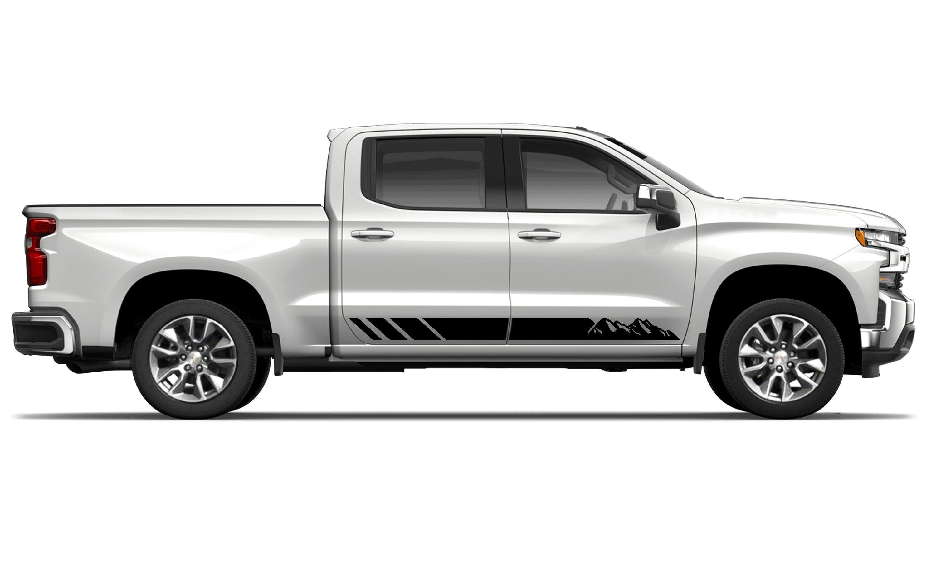 Rocker panel mountain stripes graphics decals for Chevrolet Silverado