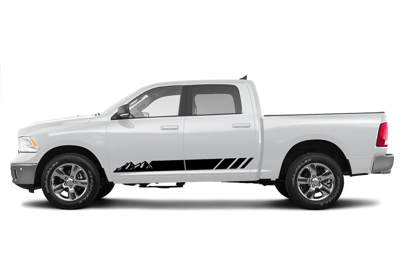 Rocker panel mountain stripes graphics decals for Dodge Ram 2009-2018