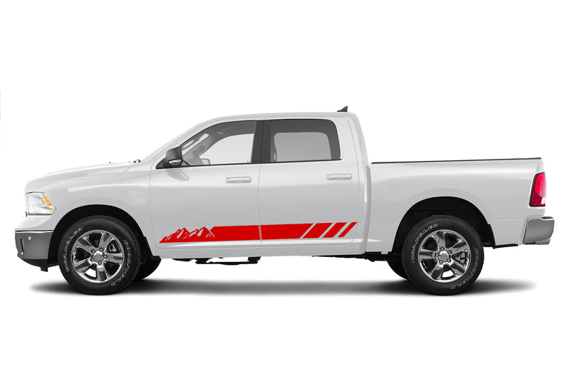 Rocker panel mountain stripes graphics decals for Dodge Ram 2009-2018